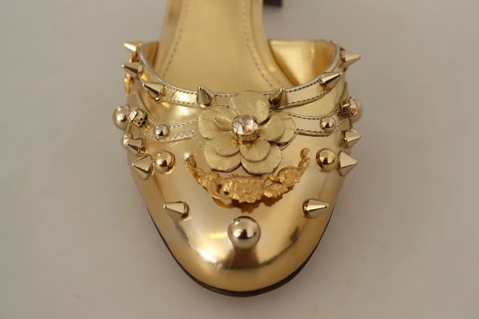 Dolce & Gabbana Gold Nieten Vally Slingback Sandalen Schuhe
