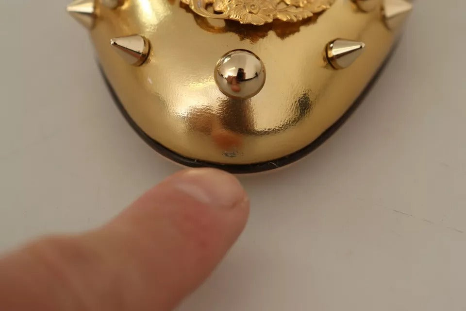 Dolce & Gabbana Gold Nieten Vally Slingback Sandalen Schuhe