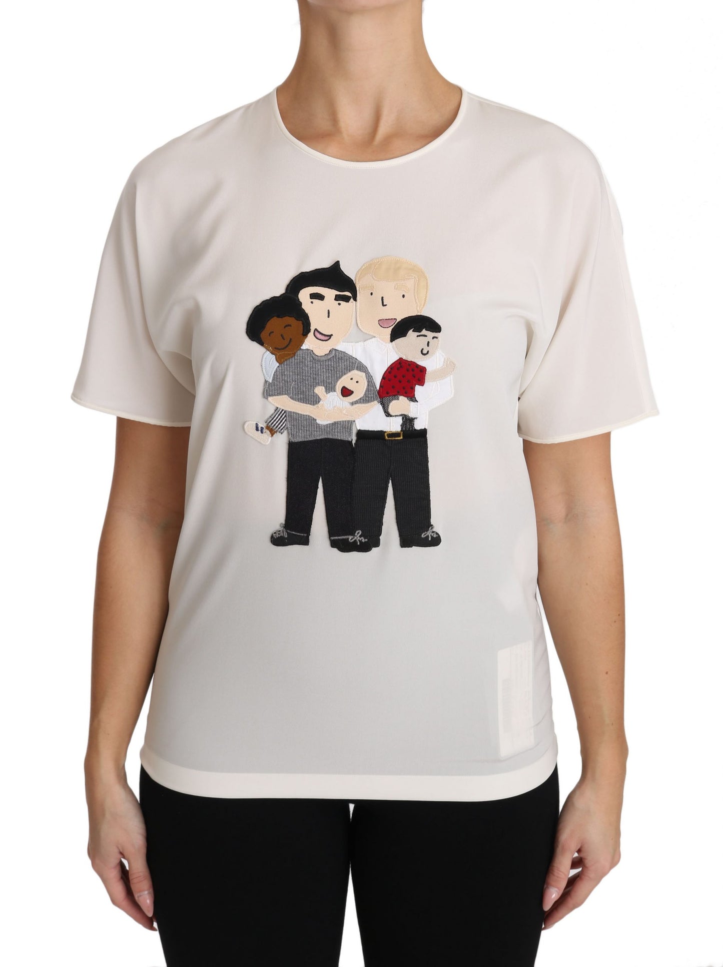 Dolce & Gabbana Weißes Seidenstretch-T-Shirt #dgfamily