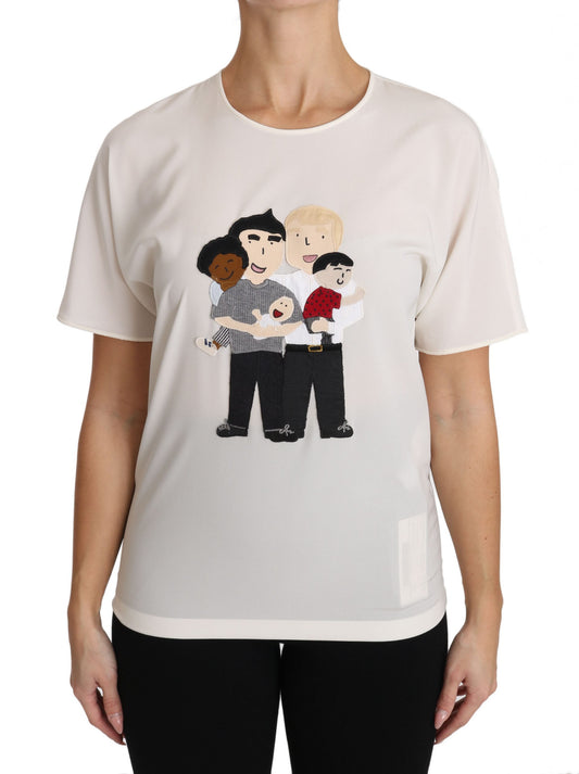 Dolce & Gabbana Weißes Seidenstretch-T-Shirt #dgfamily
