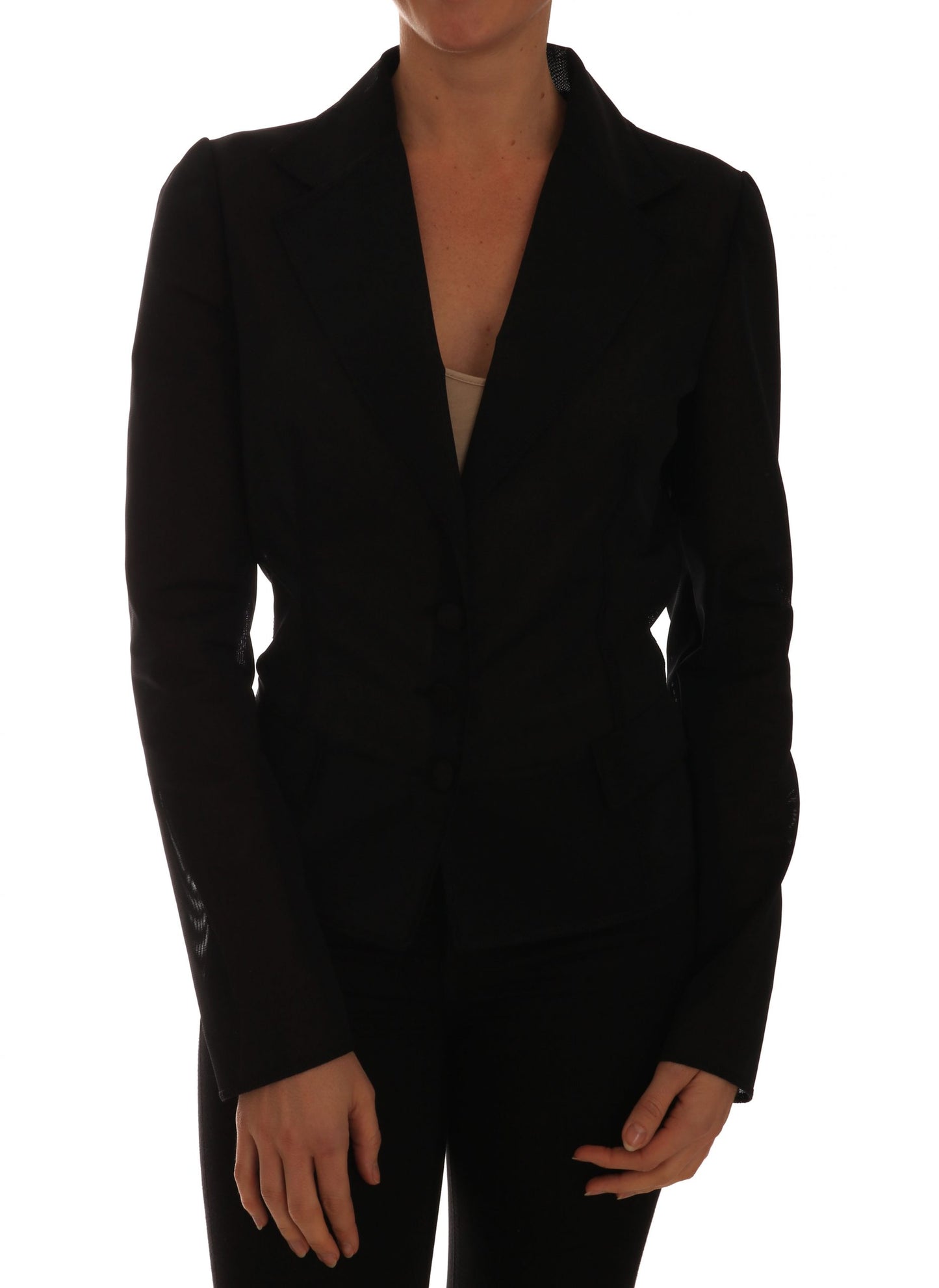 Dolce & Gabbana Schwarze Nylon-Netz-Blazer-Jacke