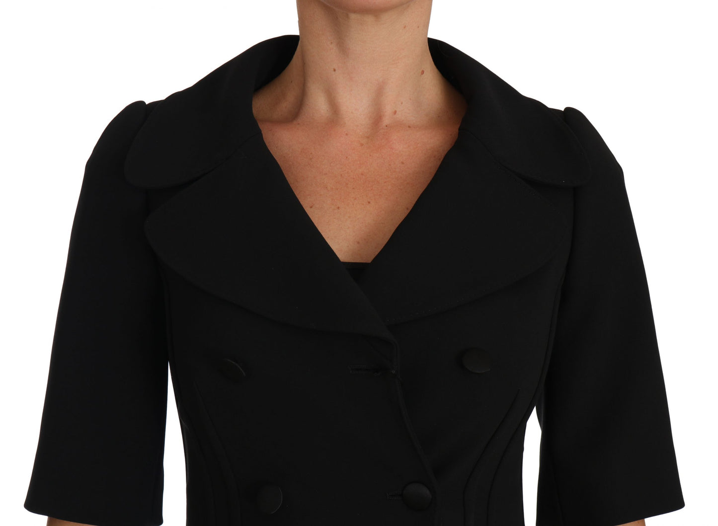 Dolce & Gabbana Schwarzer kurz geschnittener Woll-Cropped-Jacket Blazer