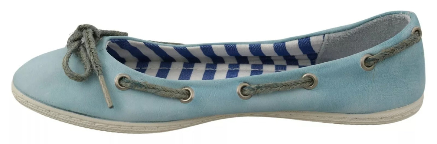 Pantofola D'Oro Himmelblau Wildleder Spitze Schleife Loafers Ballett Wohnung Schuhe