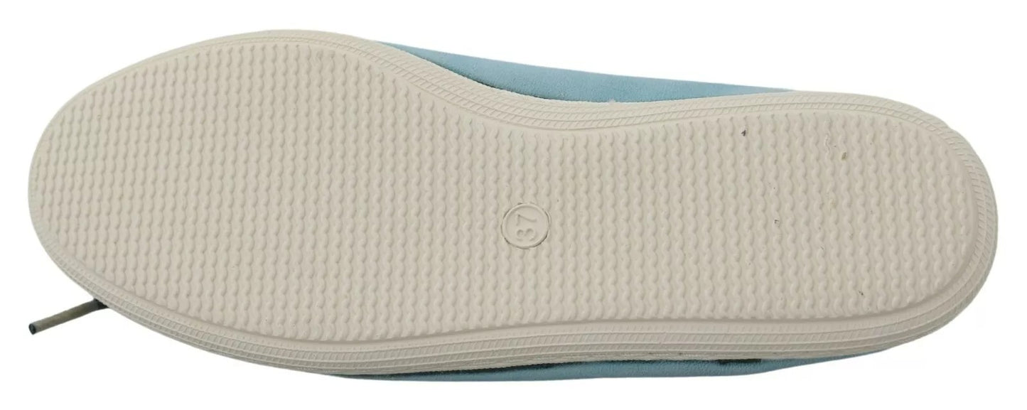 Pantofola D'Oro Himmelblau Wildleder Spitze Schleife Loafers Ballett Wohnung Schuhe