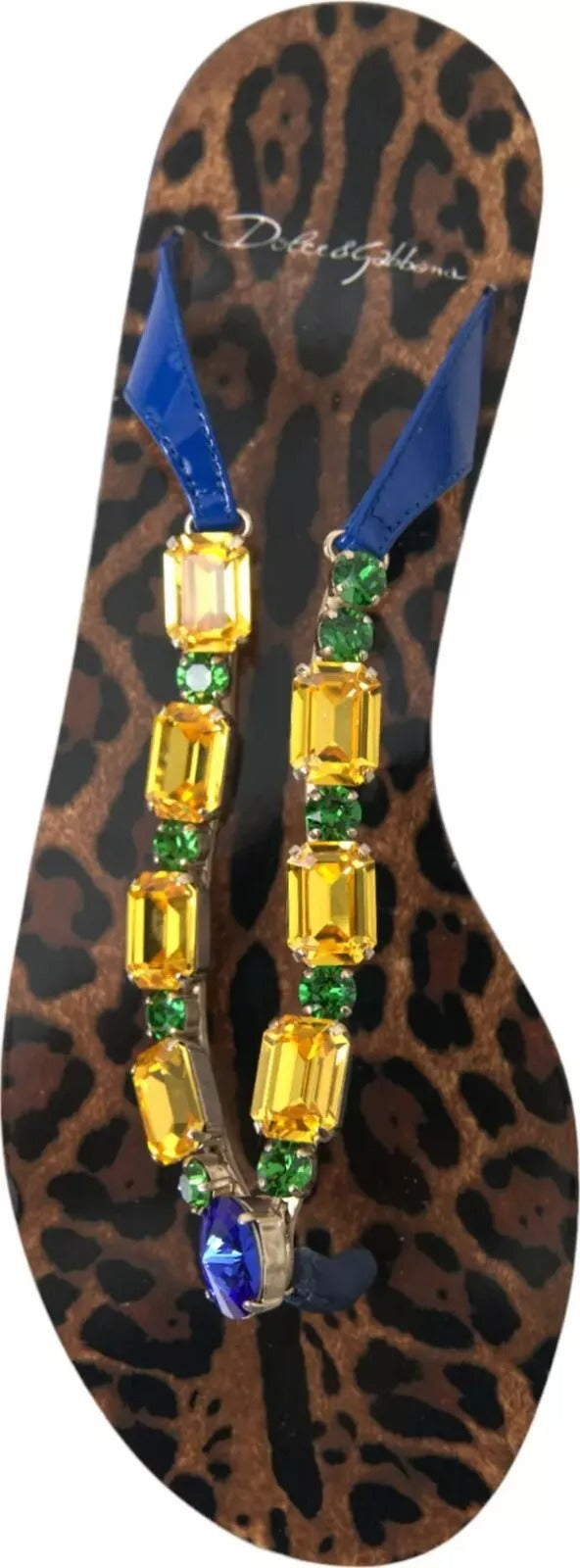 Dolce & Gabbana Blau Kristalle Flats Sandalen Beachwear Schuhe