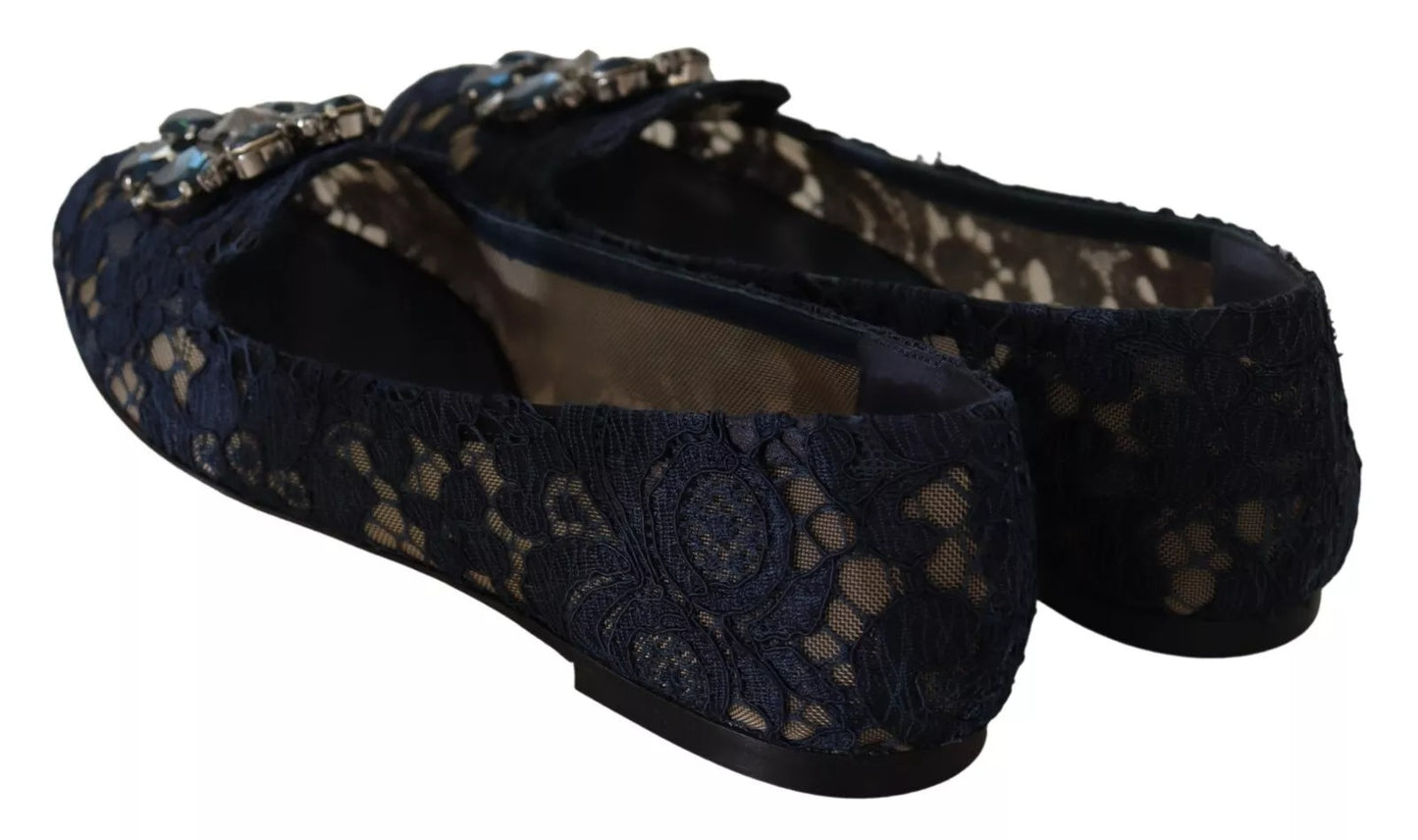 Dolce & Gabbana Blau Kristall Loafer Spitze Ballett Flats Schuhe