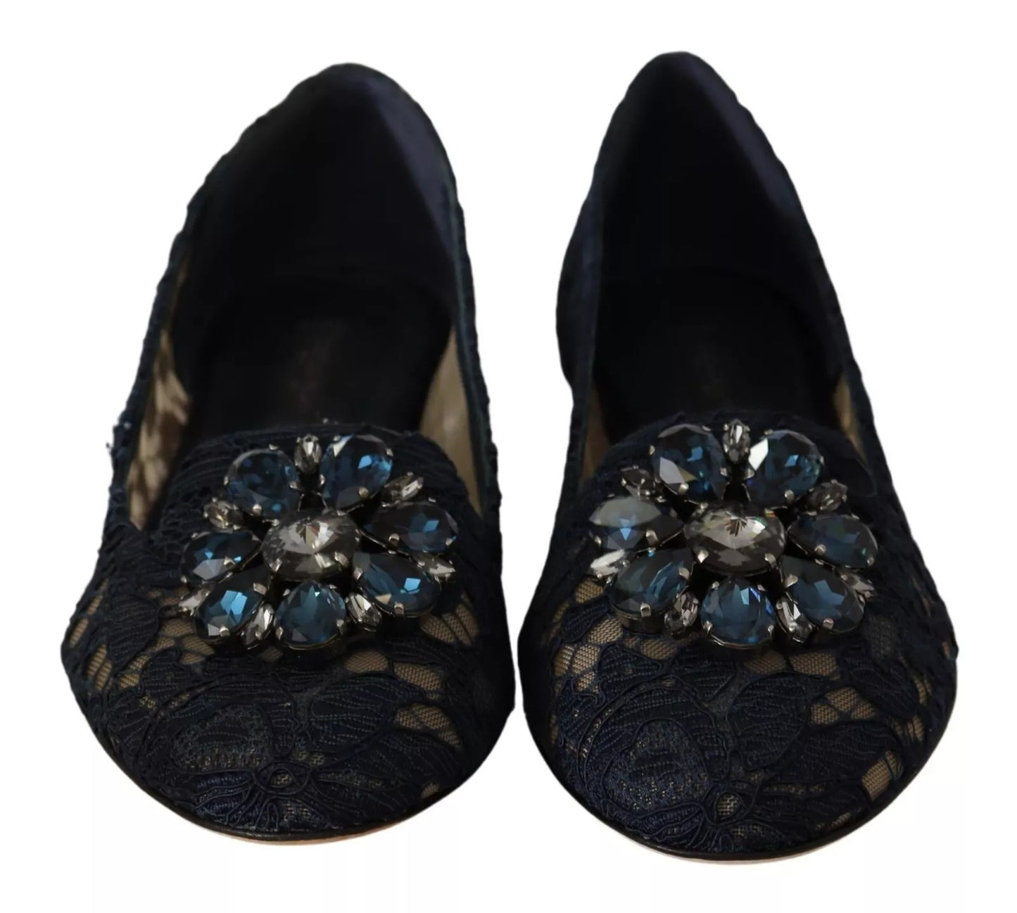 Dolce & Gabbana Blau Kristall Loafer Spitze Ballett Flats Schuhe