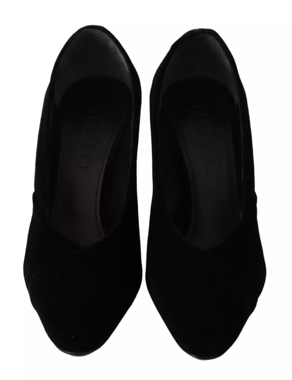 Jil Sander Schwarz Leder Wildleder Blockabsatz Pumps Schuhe