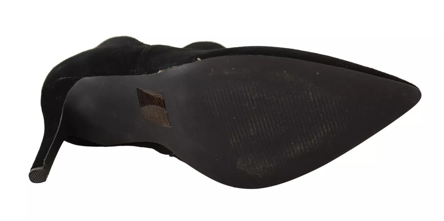 Steve Madden Schwarz Wildleder Leder Stiletto Heels Stiefel Schuhe