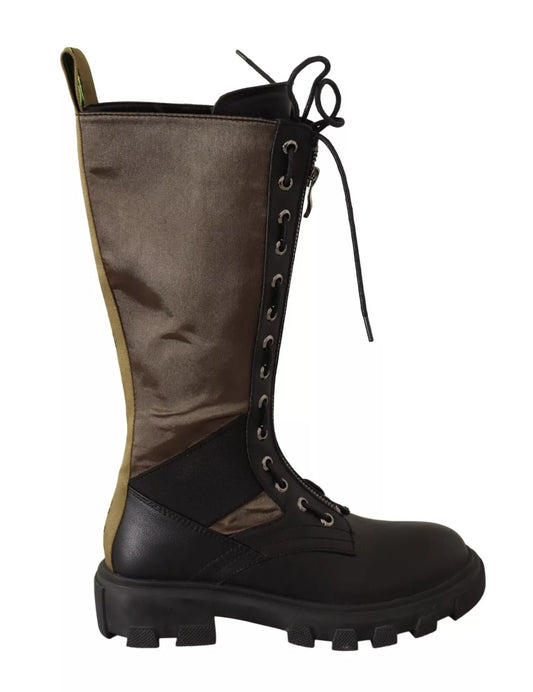 Gaelle Schwarz Grün Hohe Kampfstiefel Schnürschuhe Militärschuhe