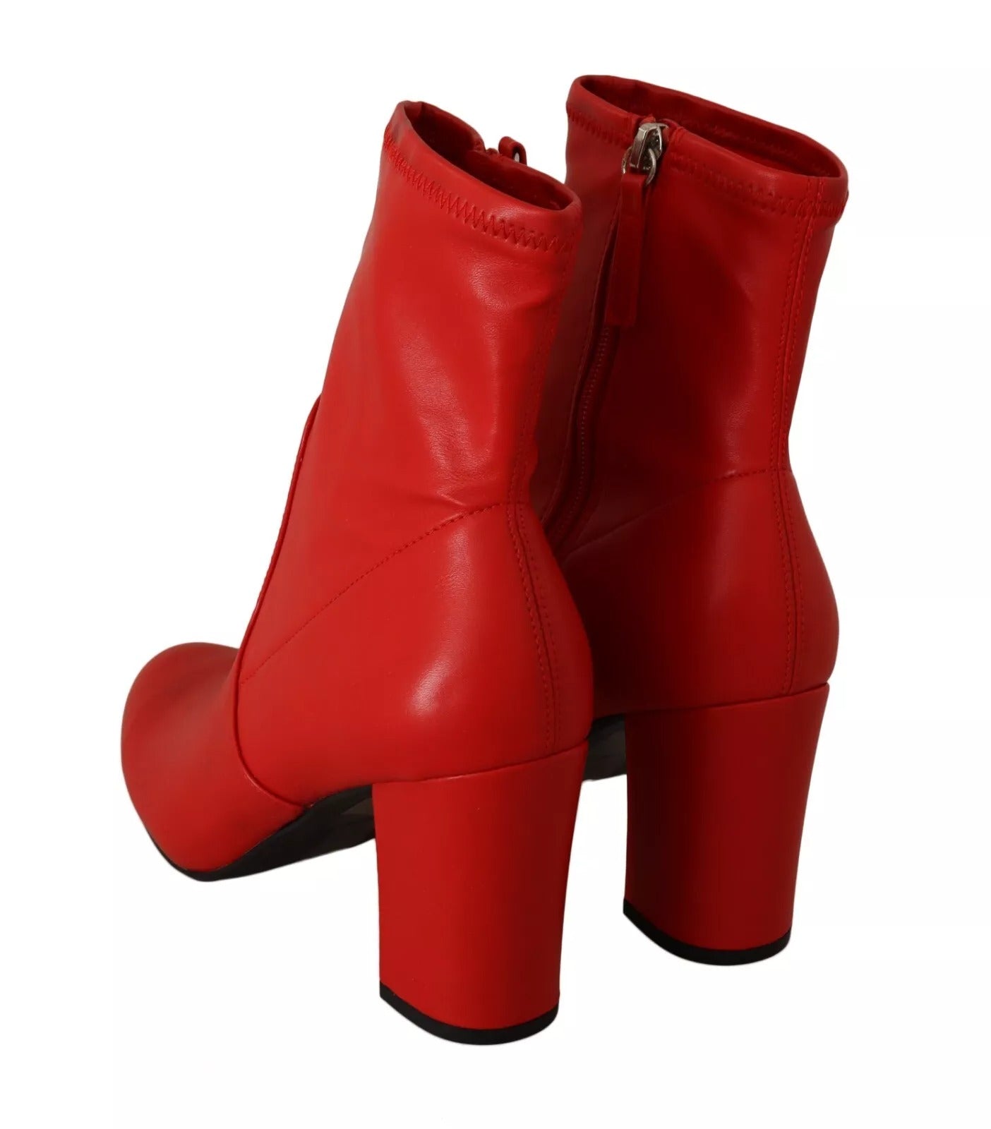 Steve Madden Rote Leder Block Absätze Stiefelette Schuhe