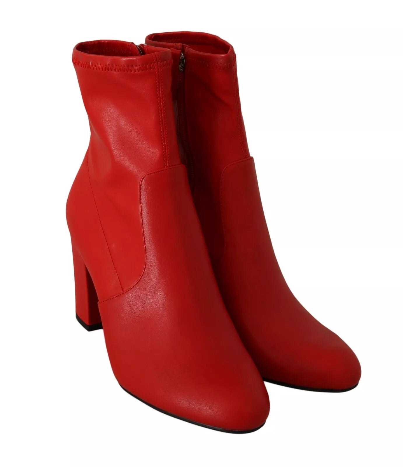 Steve Madden Rote Leder Block Absätze Stiefelette Schuhe