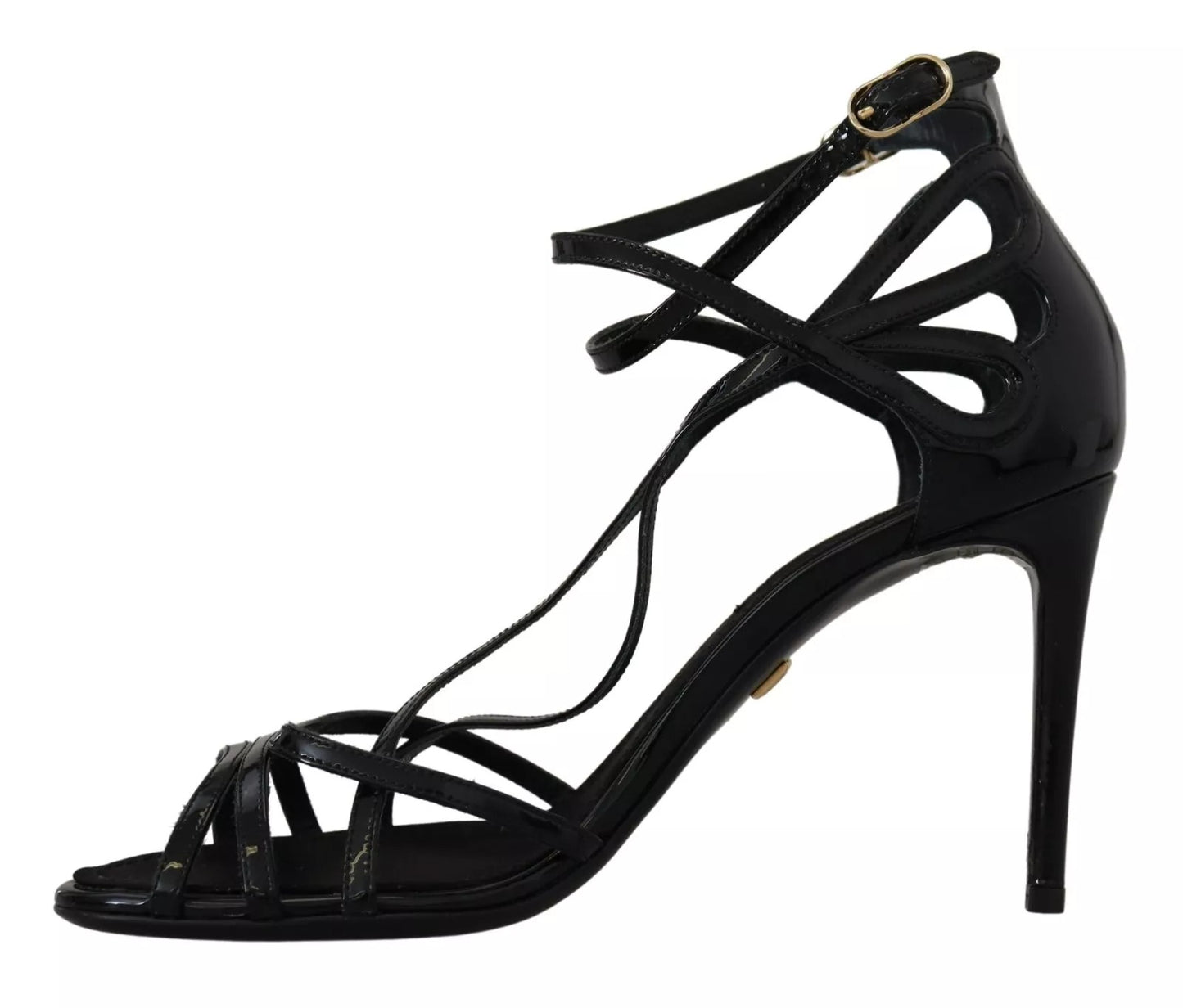 Dolce & Gabbana Schwarz Leder Stiletto Heels Sandalen Schuhe