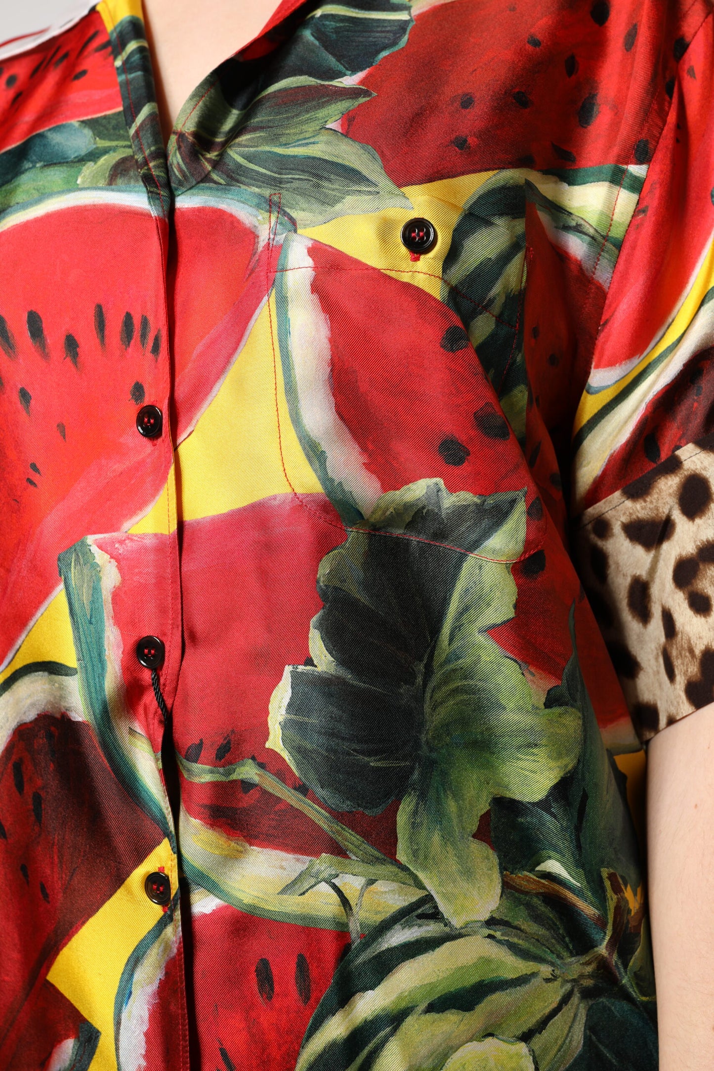 Dolce & Gabbana Multicolor Wassermelone Hemdbluse mit Kragen