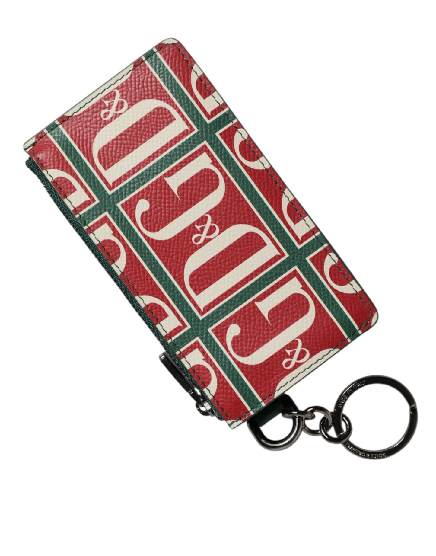 Dolce & Gabbana Grünes Kalbsleder Logo-Druck Monogramm Kartenhalter Brieftasche