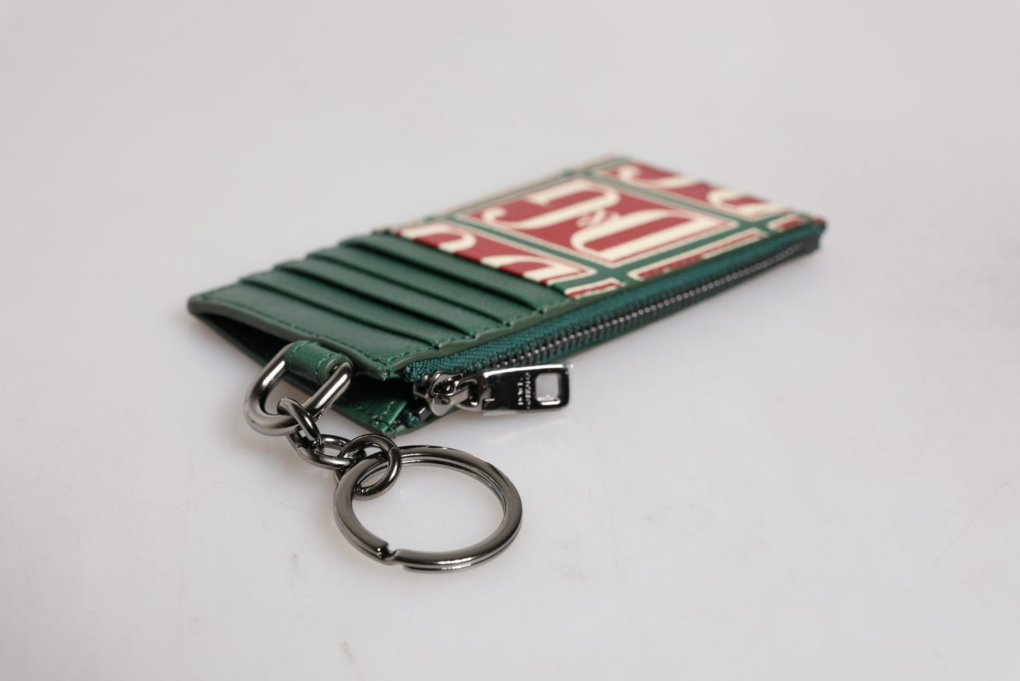 Dolce & Gabbana Grünes Kalbsleder Logo-Druck Monogramm Kartenhalter Brieftasche
