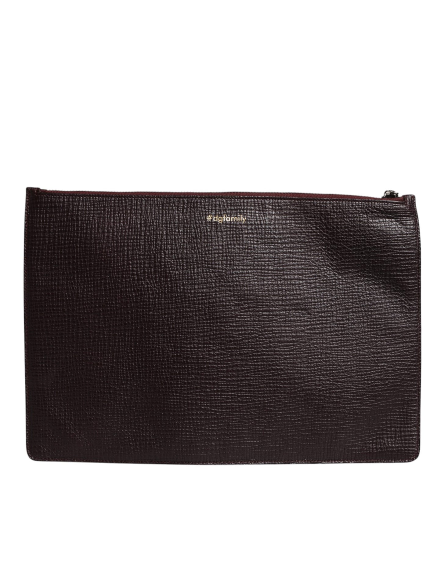Dolce & Gabbana Braunes Leder #DGFAMILY Verschönerte Herren Clutch Pouch Tasche