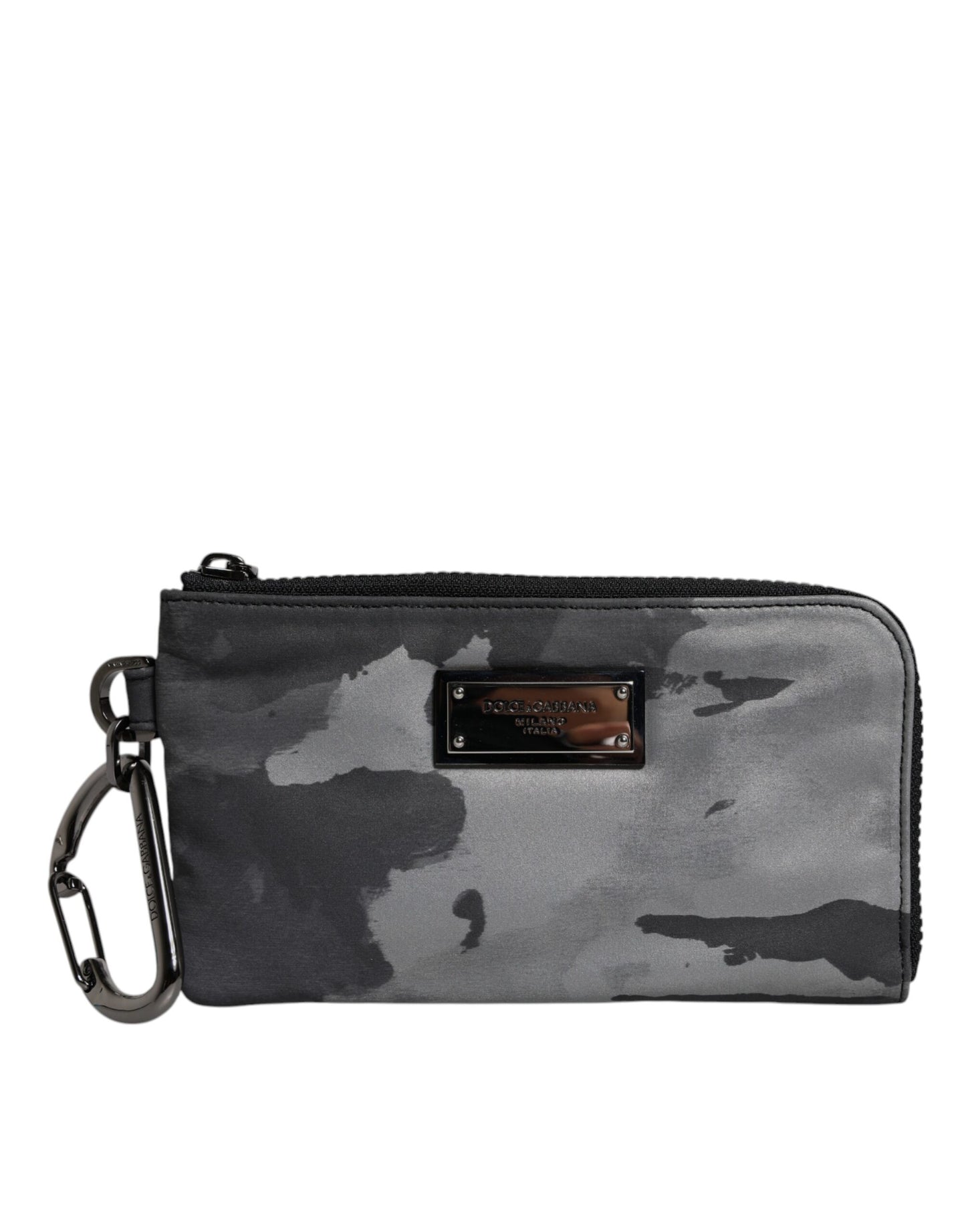 Dolce & Gabbana Schwarz Grau Camouflage Logo Plaque Schlüsselanhänger Tasche