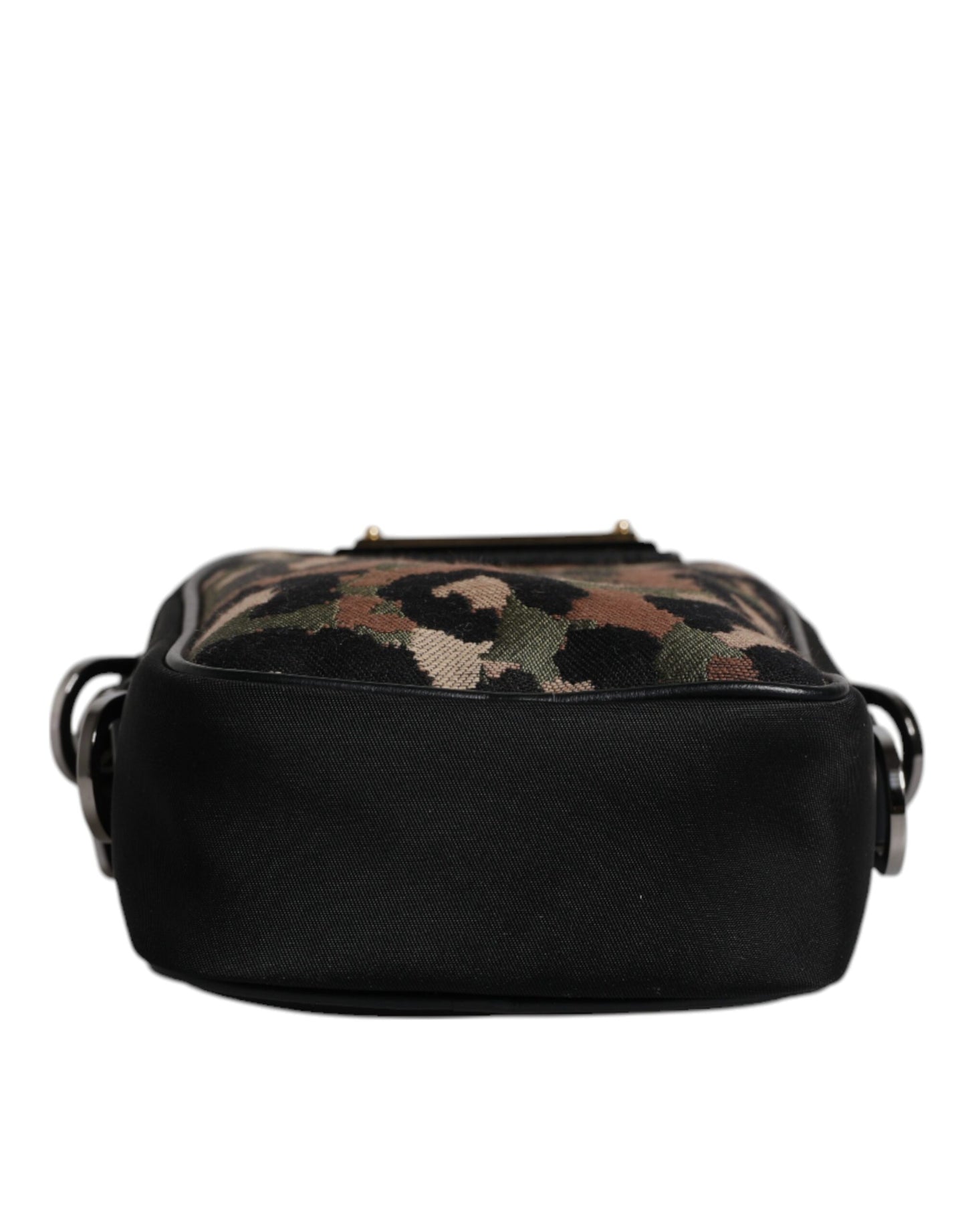 Dolce & Gabbana Multicolor Leopard Jacquard Logo Plaque Halsband Tasche