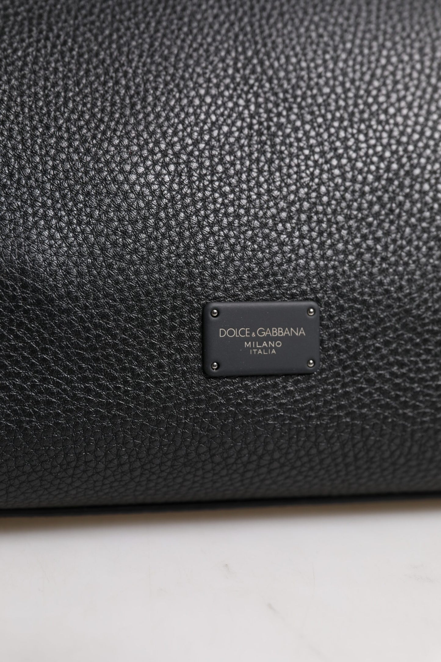 Dolce & Gabbana Schwarze Leder-Logo-Plakette Schulter-Umhängetasche