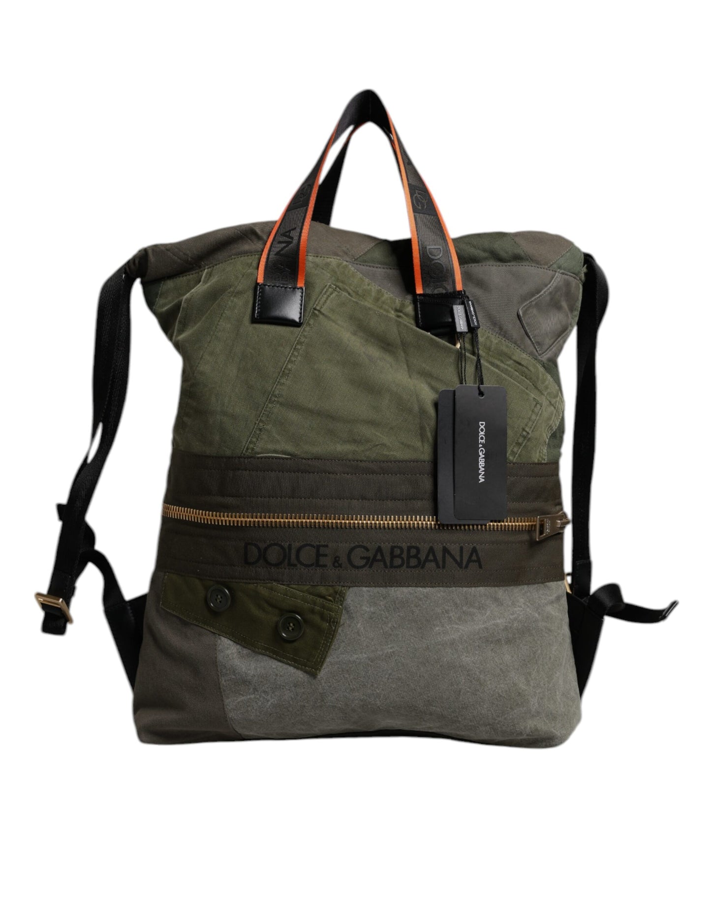 Dolce & Gabbana Militär Grün Patchwork Rucksack Rucksack Tasche