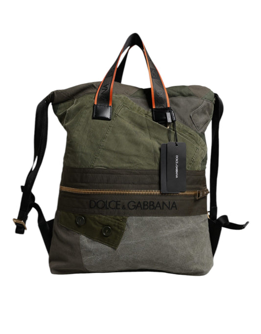 Dolce & Gabbana Militär Grün Patchwork Rucksack Rucksack Tasche