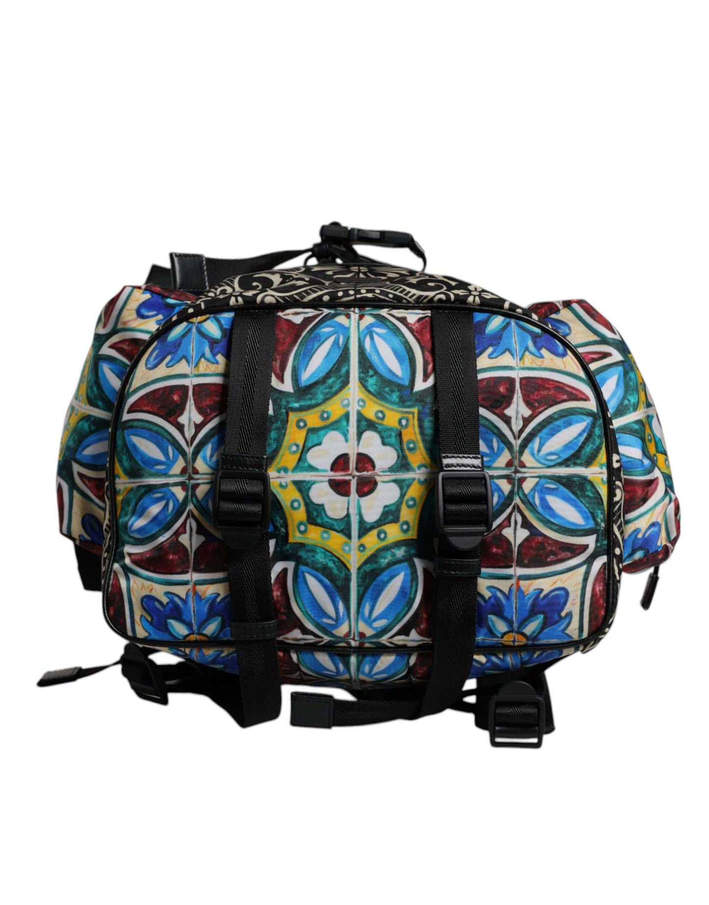 Dolce & Gabbana Multicolor Maiolica Druck Nylon Rucksack Tasche