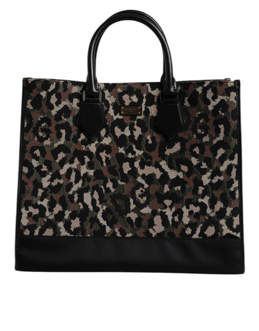 Dolce & Gabbana Multicolor Leopard Einkaufstasche Umhängetasche