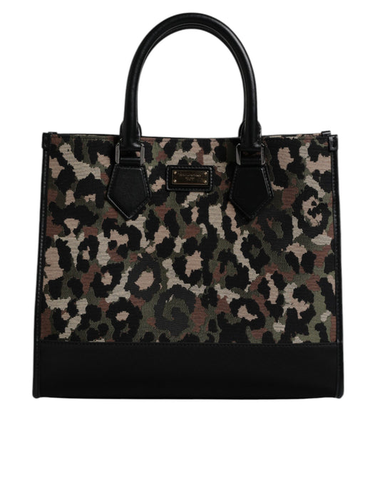 Dolce & Gabbana Multicolor Leopard Einkaufstasche Umhängetasche