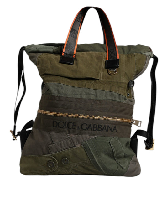 Dolce & Gabbana Militär Grün Patchwork Rucksack Rucksack Tasche