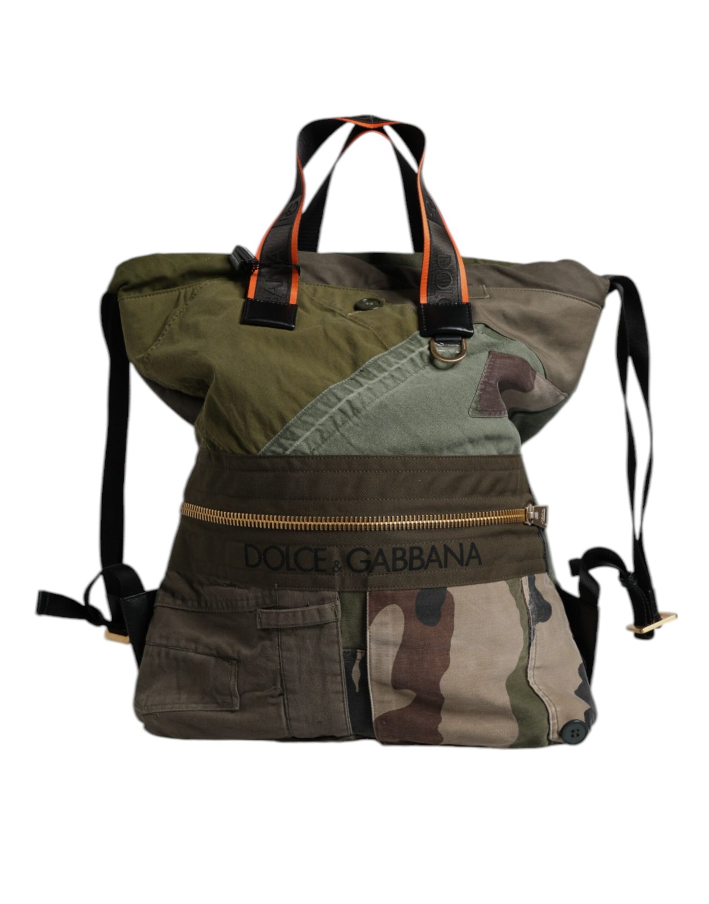 Dolce & Gabbana Militär Grün Patchwork Rucksack Rucksack Tasche