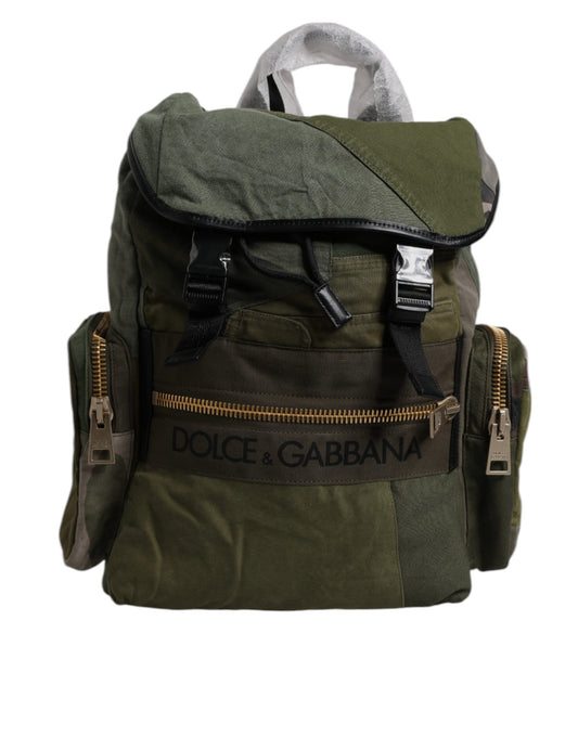 Dolce & Gabbana Militärgrünes Patchwork-Reiserucksacktasche