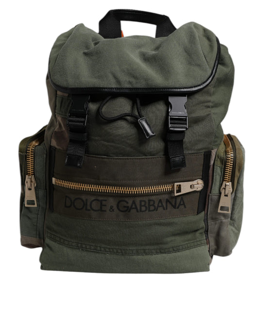 Dolce & Gabbana Militärgrünes Patchwork-Reiserucksacktasche