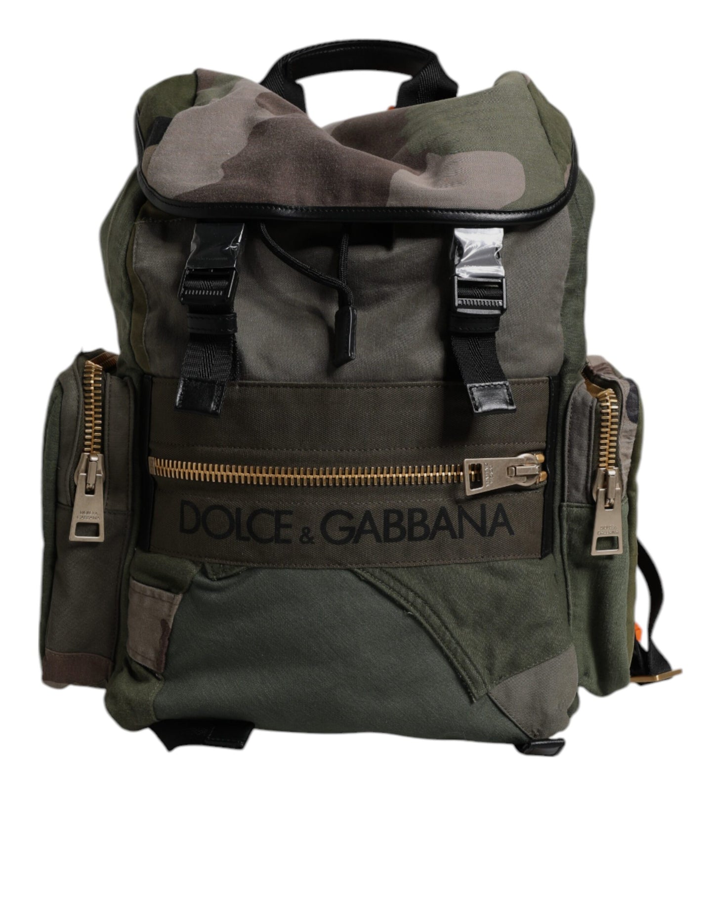 Dolce & Gabbana Militärgrünes Patchwork-Reiserucksacktasche