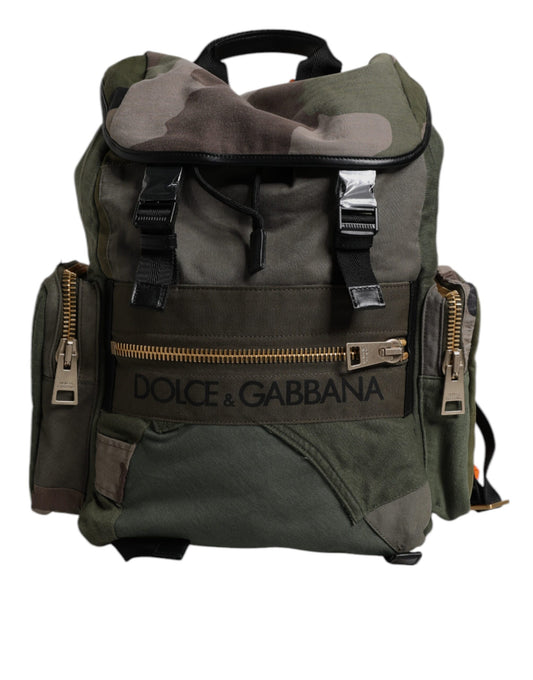 Dolce & Gabbana Militärgrünes Patchwork-Reiserucksacktasche