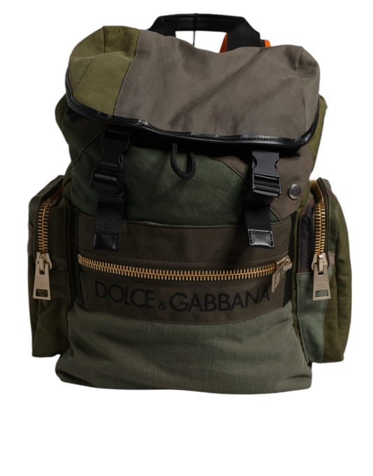 Dolce & Gabbana Militärgrünes Patchwork-Reiserucksacktasche