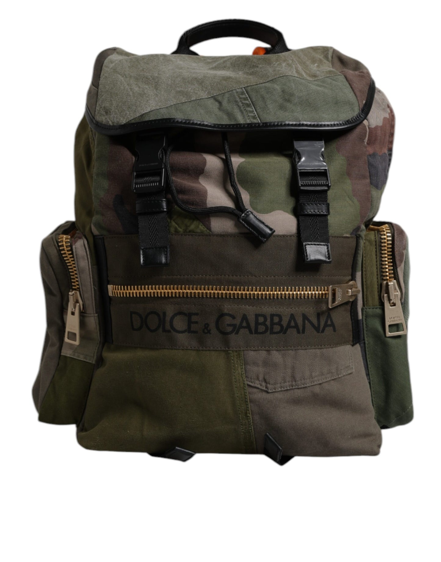 Dolce & Gabbana Militärgrünes Patchwork Schulrucksack Tasche
