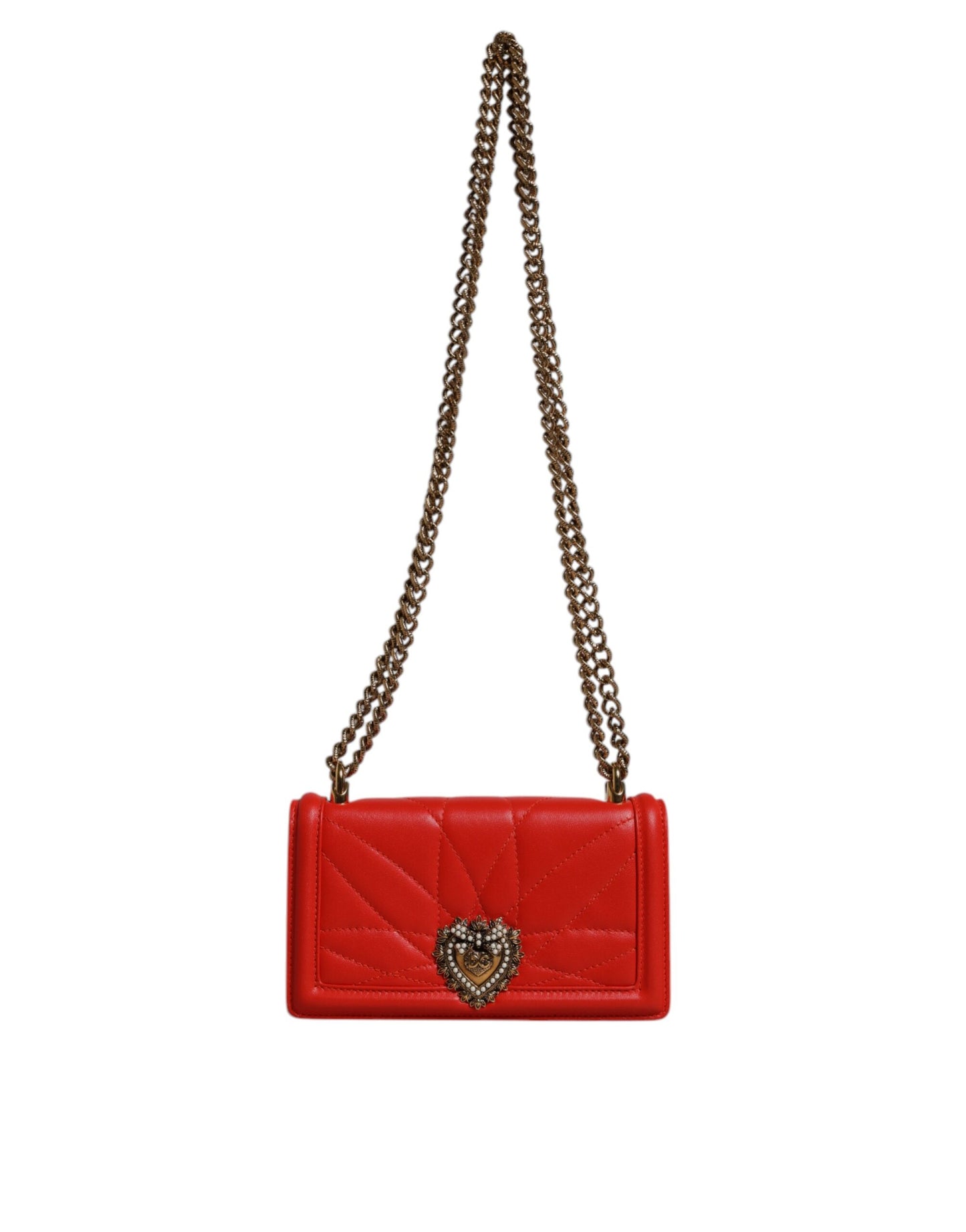 Dolce & Gabbana Rote gesteppte Devotion Crossbody Kette Telefon Hülle Tasche
