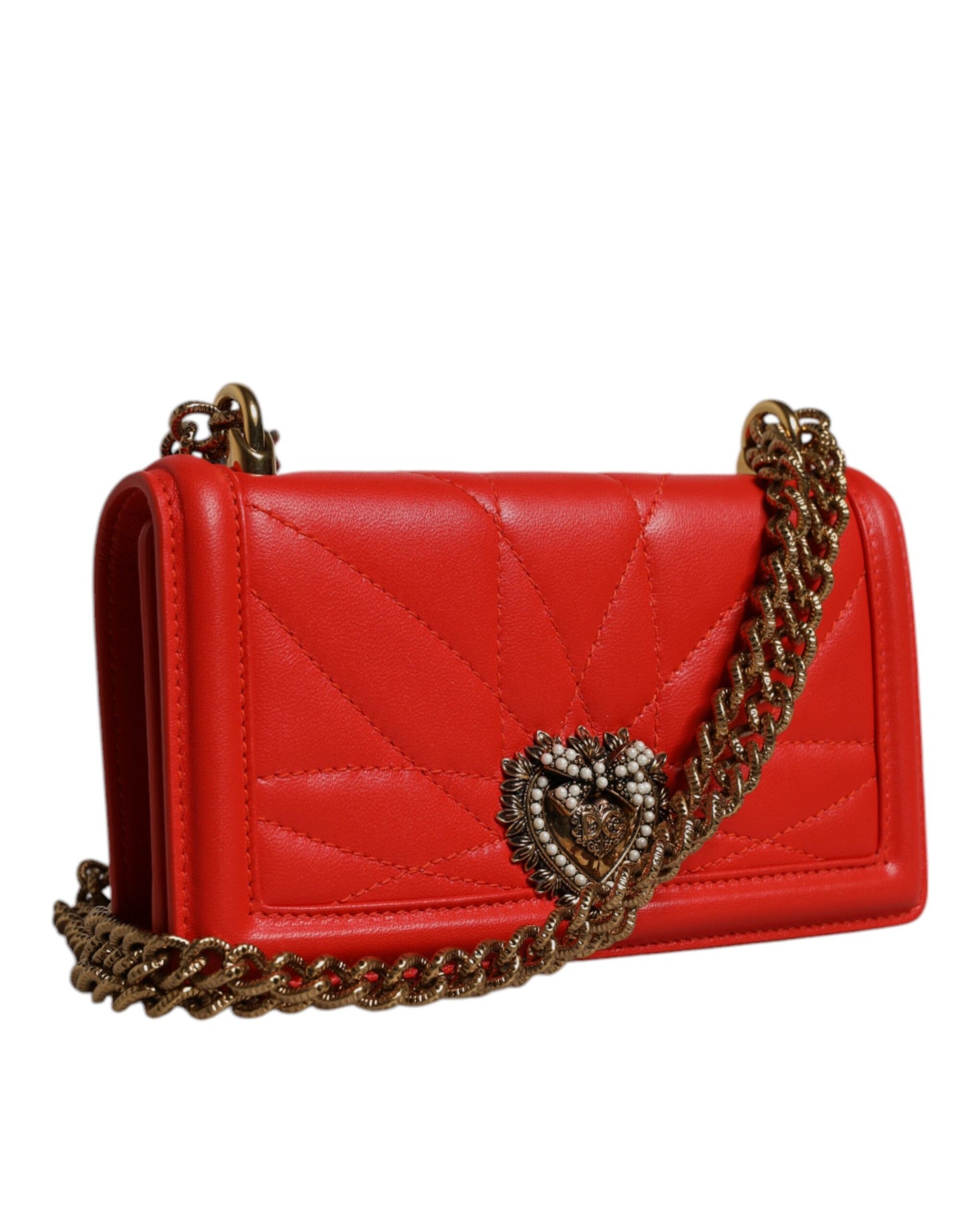 Dolce & Gabbana Rote gesteppte Devotion Crossbody Kette Telefon Hülle Tasche