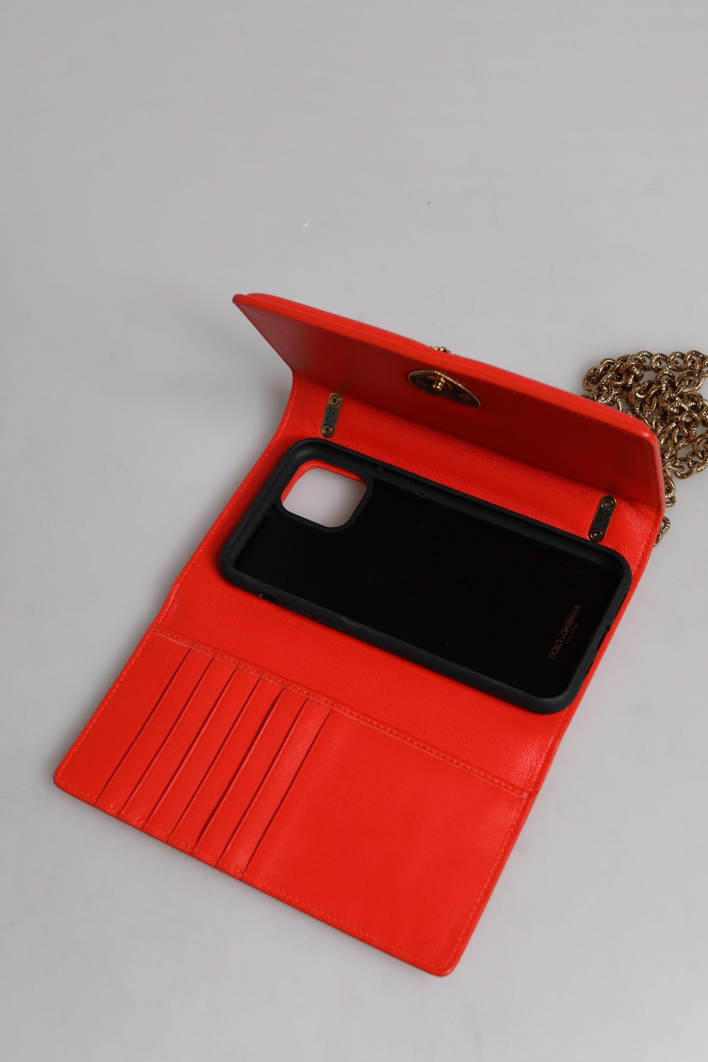 Dolce & Gabbana Rote gesteppte Devotion Crossbody Kette Telefon Hülle Tasche