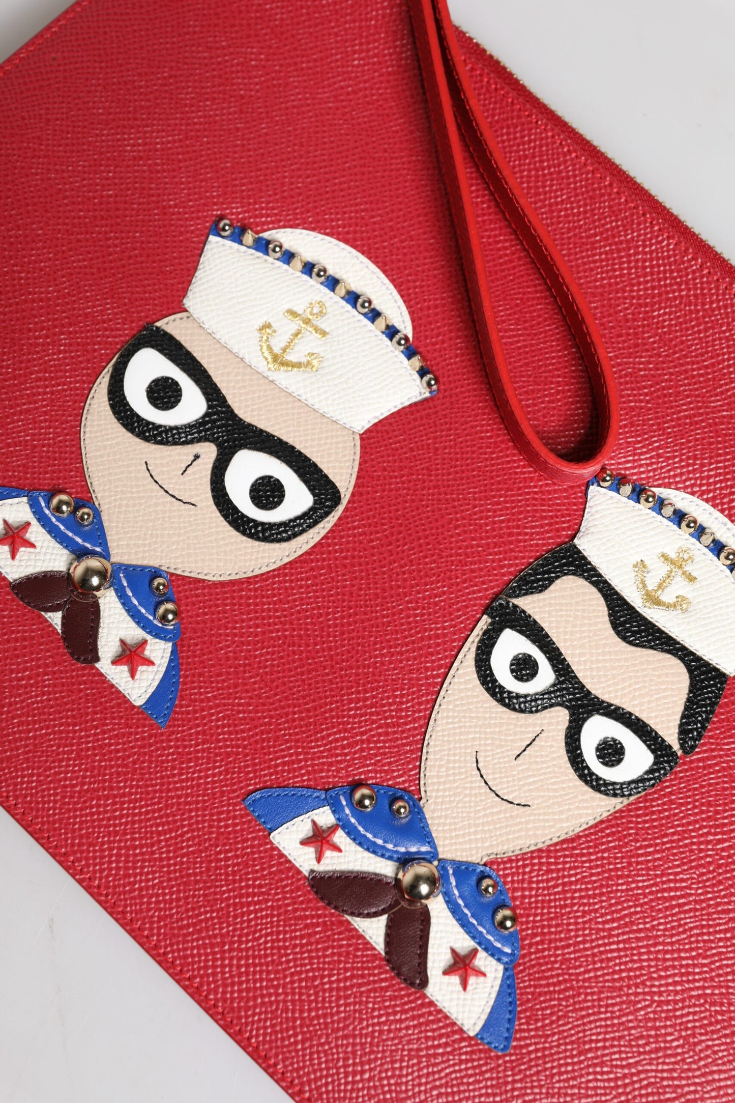 Dolce & Gabbana Rote #DGFamily verschönerte Leder Clutch Tasche