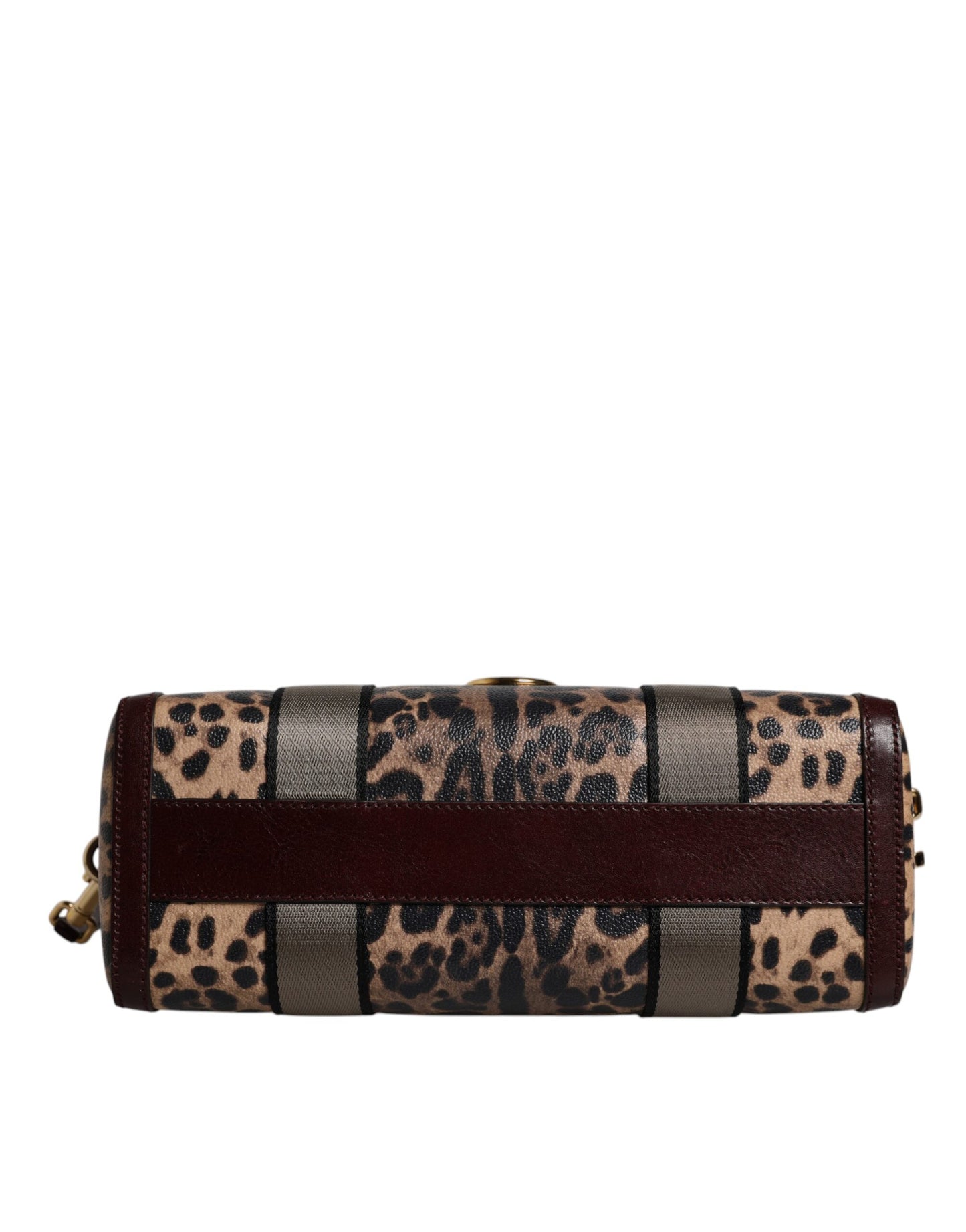 Dolce & Gabbana Braune Leopardenleder-Schulterriemen-Duffle-Tasche