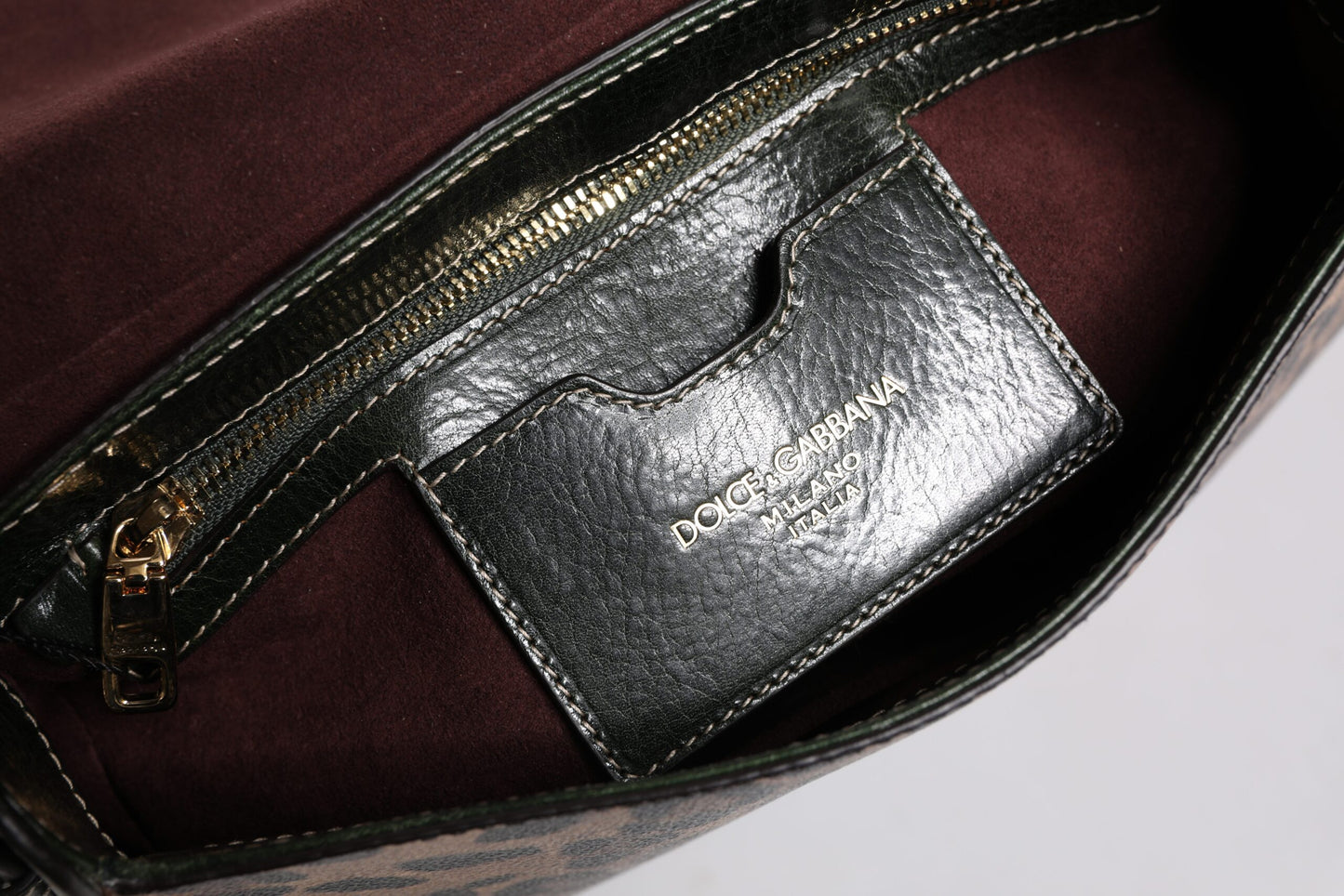 Dolce & Gabbana Schwarzbraune Leopardenleder-Schulterriemen-Tasche