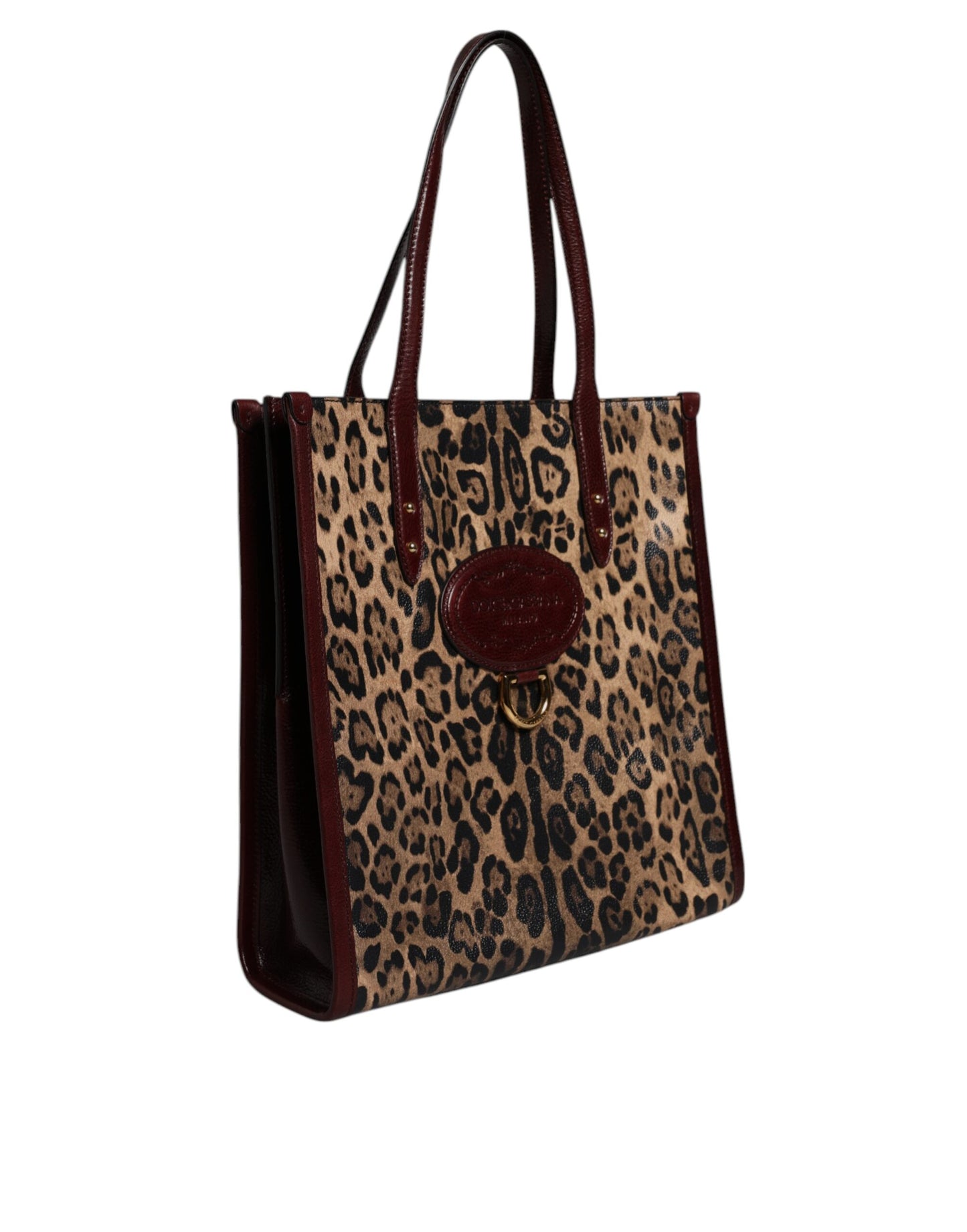 Dolce & Gabbana Braune Leopardenleder-Schulterriemen-Tasche
