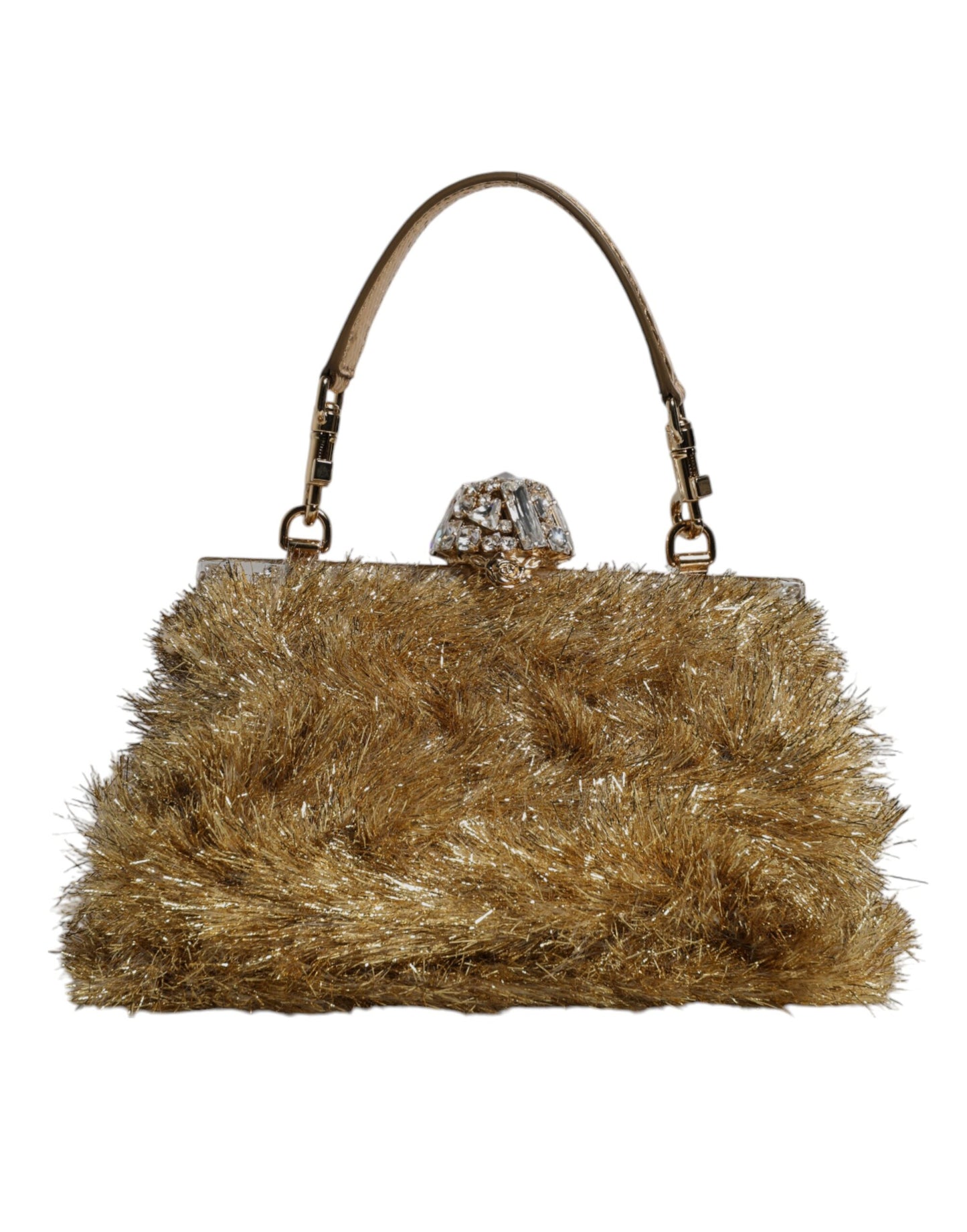 Dolce & Gabbana Gold Vanda Kettenband Flitter Kristall Abend Clutch Tasche