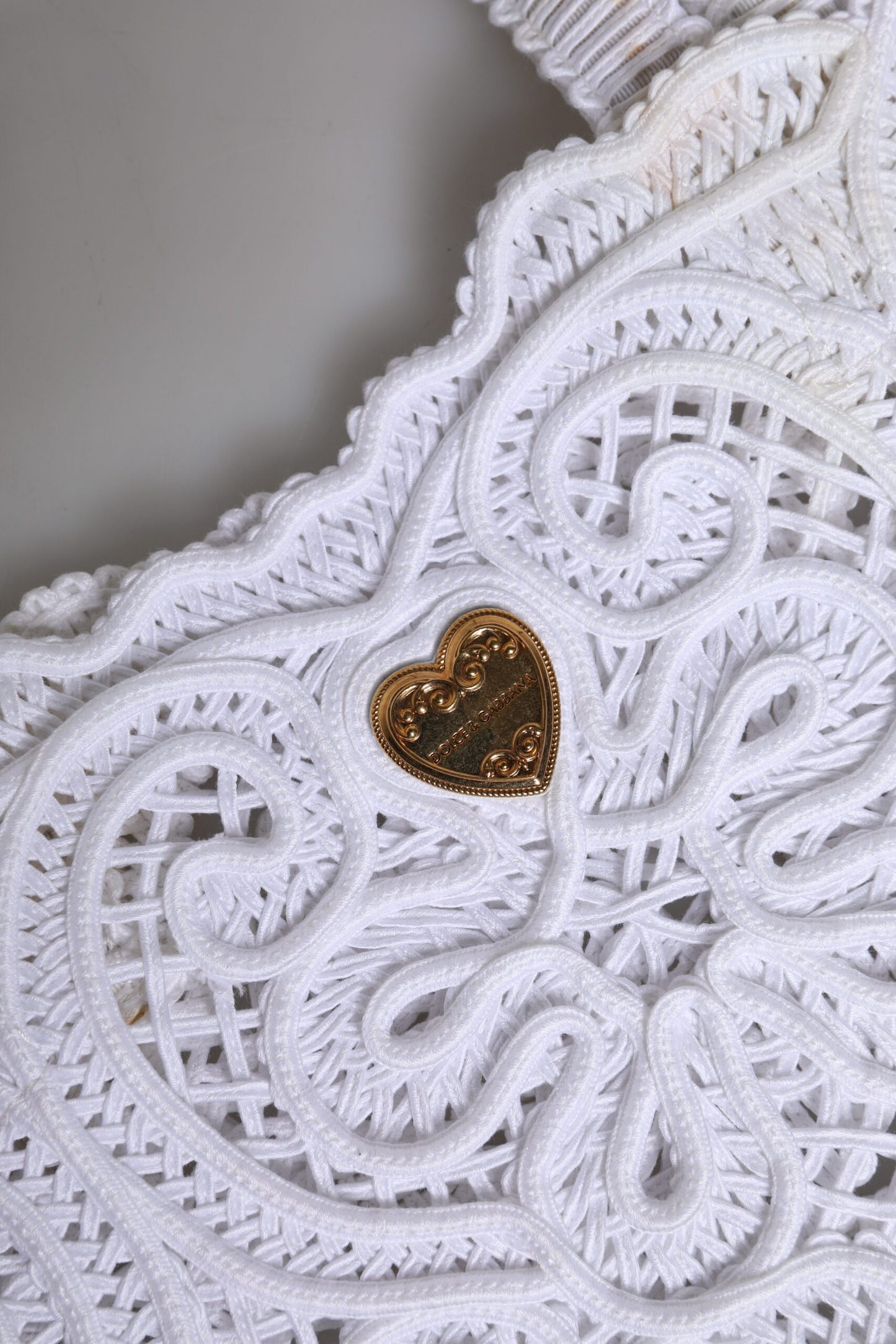 Dolce & Gabbana Weiß Cordonetto Spitze Beatrice Tote Einkaufstasche