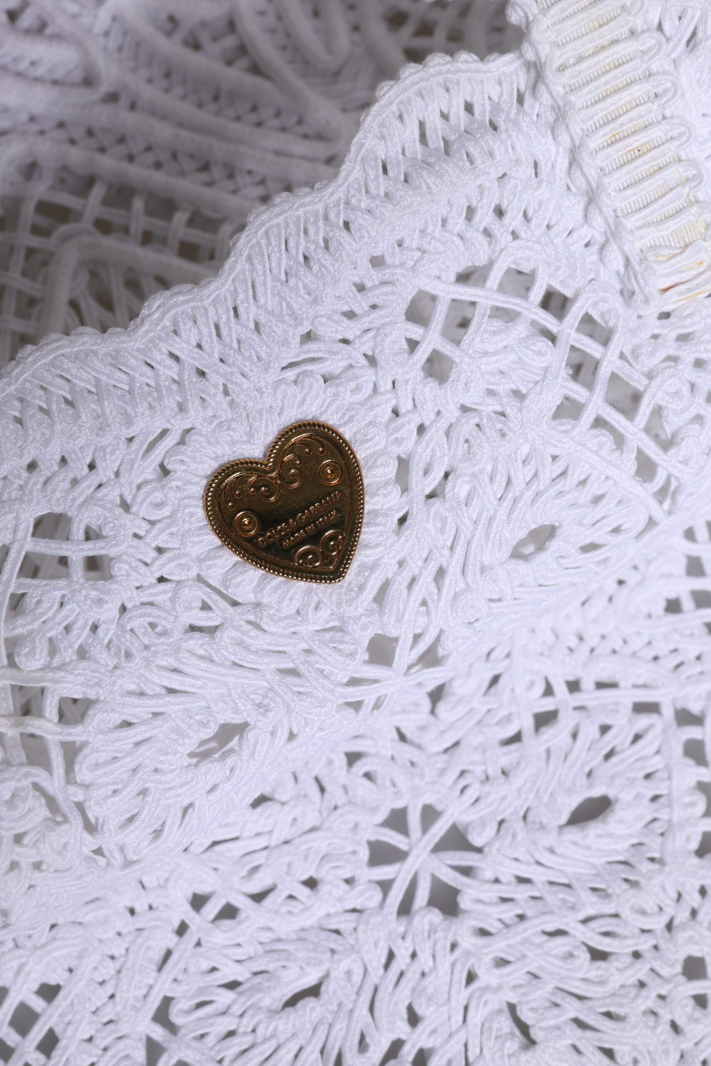 Dolce & Gabbana Weiß Cordonetto Spitze Beatrice Tote Einkaufstasche