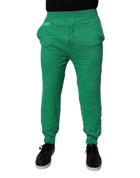 Dsquared² Grüne Baumwolle Elastische Taille Männer Freizeithosen