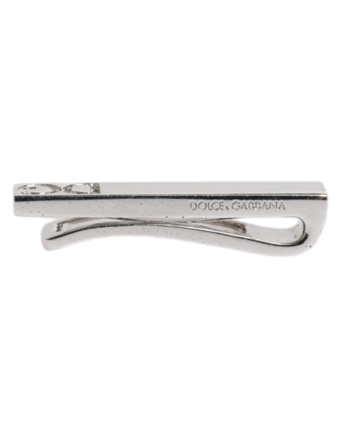 Dolce & Gabbana Silberfarbenes Messing Logo Krawattenklammer Bar