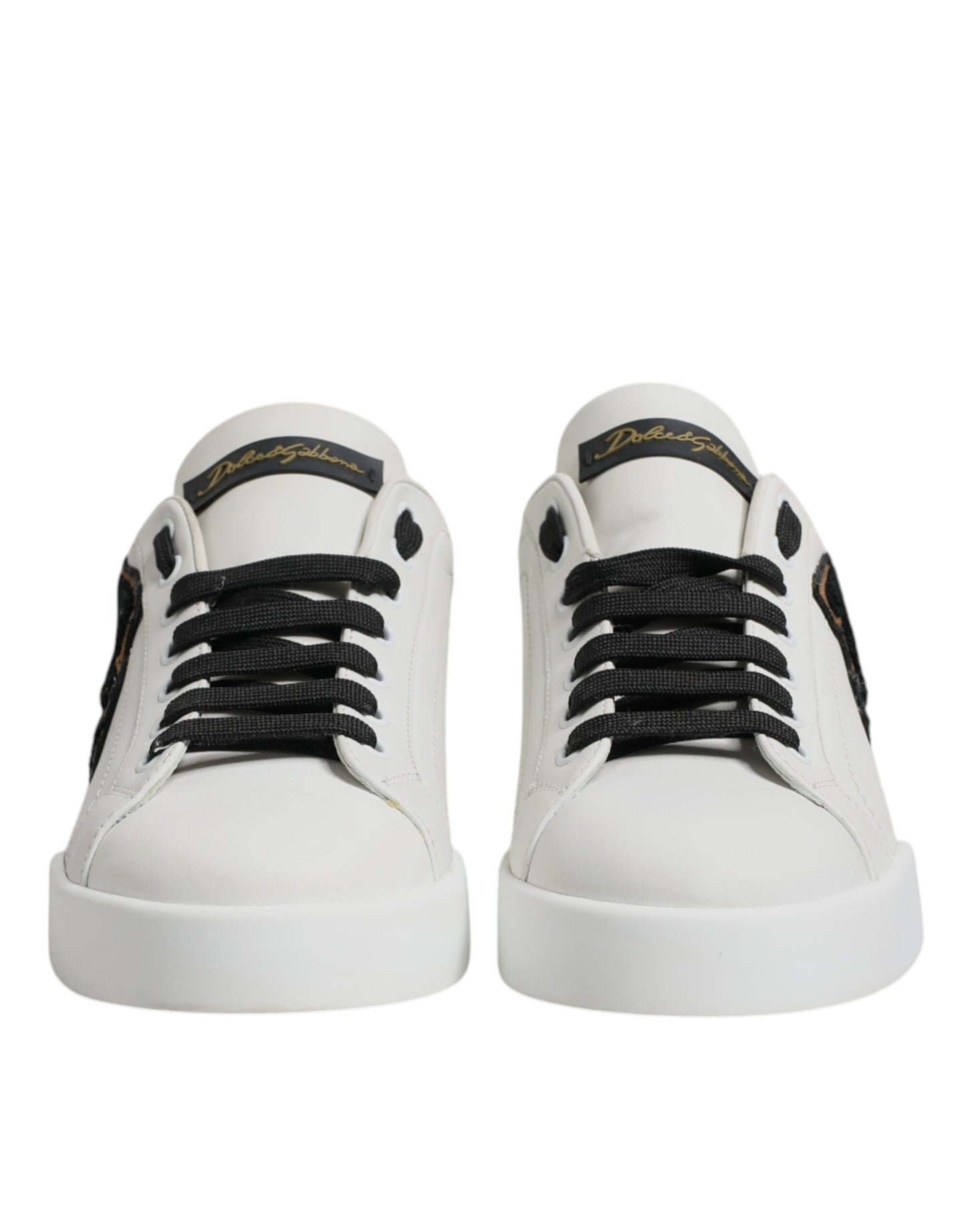Dolce & Gabbana Weißes Leder DG Logo Low Top Sneakers Schuhe